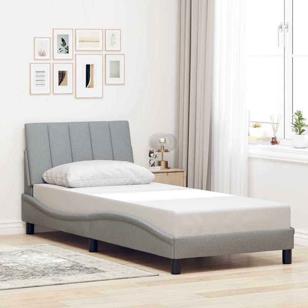 vidaXL "Hanko" Bed Frame without Mattress Light Grey 90x190 cm Fabric
