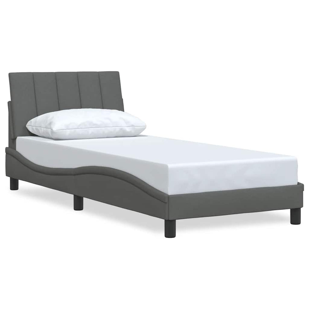 vidaXL "Hanko" Bed Frame without Mattress, Dark Grey 90x190 cm Fabric
