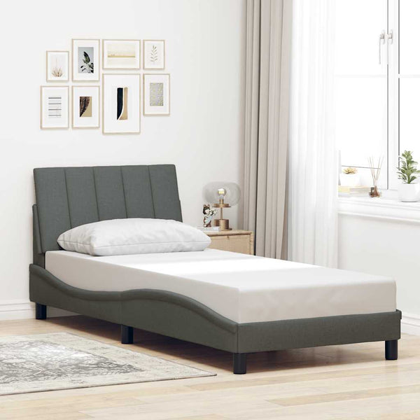 vidaXL "Hanko" Bed Frame without Mattress, Dark Grey 90x190 cm Fabric
