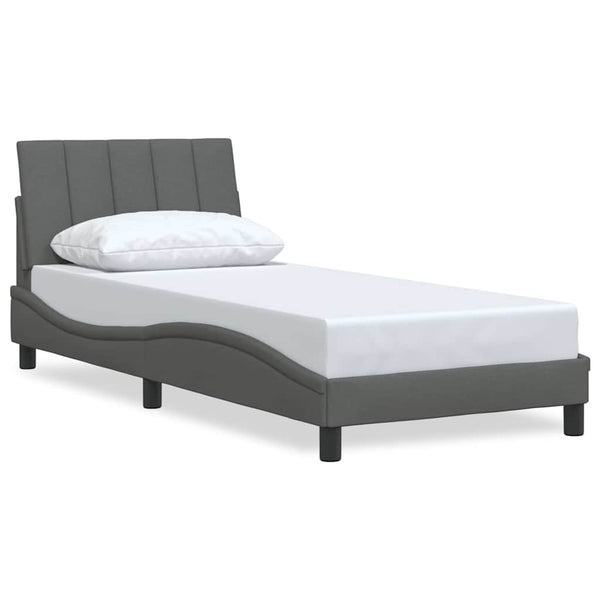 vidaXL Bed Frame without Mattress "Hanko" Dark Grey 90x200 cm Fabric