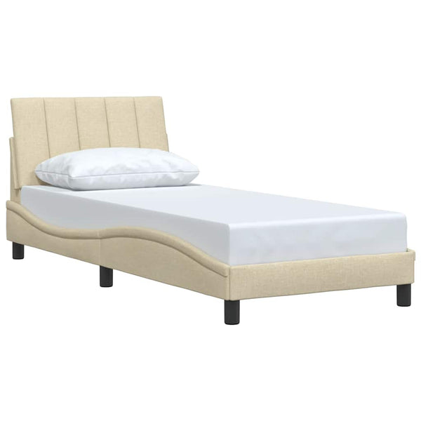 vidaXL Bed Frame without Mattress "Hanko" Cream 90x200 cm Fabric