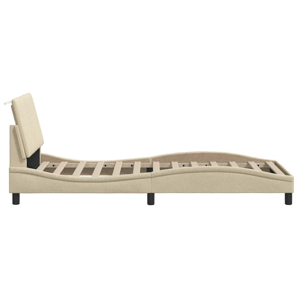 vidaXL Bed Frame without Mattress "Hanko" Cream 90x200 cm Fabric