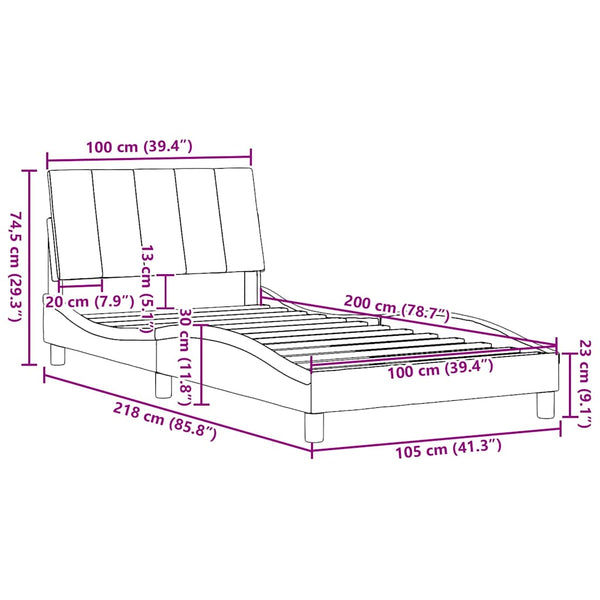 vidaXL Bed Frame without Mattress "Hanko" Dark Grey 100x200 cm Fabric