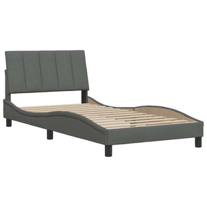 vidaXL Bed Frame without Mattress "Hanko" Dark Grey 100x200 cm Fabric