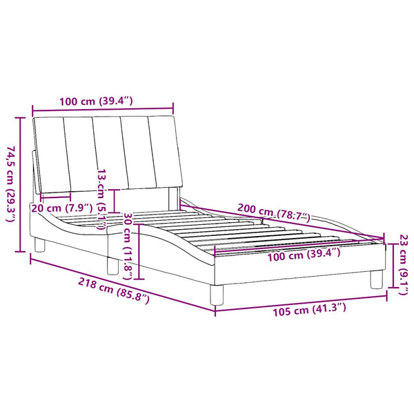 vidaXL Bed Frame without Mattress "Hanko" Black 100x200 cm Fabric