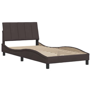 vidaXL Bed Frame without Mattress "Hanko" Dark Brown 100x200 cm Fabric