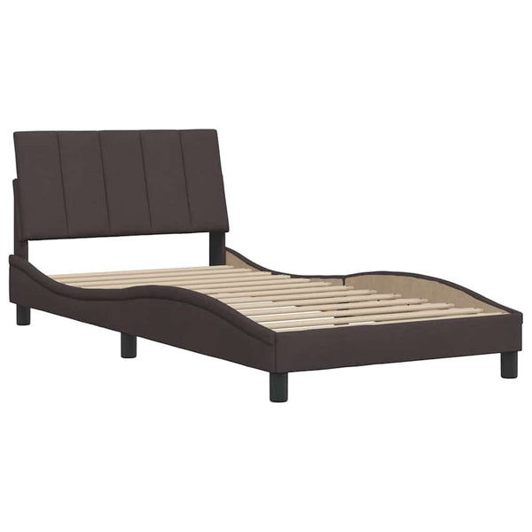 vidaXL Bed Frame without Mattress "Hanko" Dark Brown 100x200 cm Fabric
