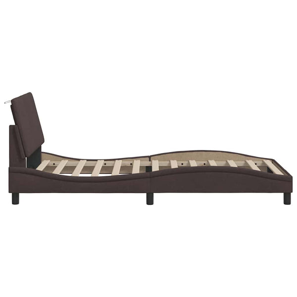 vidaXL Bed Frame without Mattress "Hanko" Dark Brown 100x200 cm Fabric