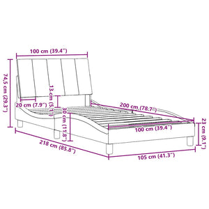 vidaXL "Hanko" Cream Bed Frame without Mattress 100x200 cm Fabric
