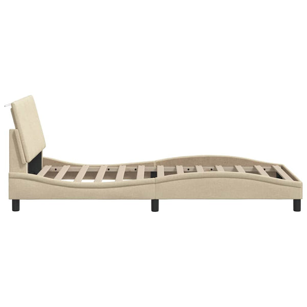 vidaXL "Hanko" Cream Bed Frame without Mattress 100x200 cm Fabric