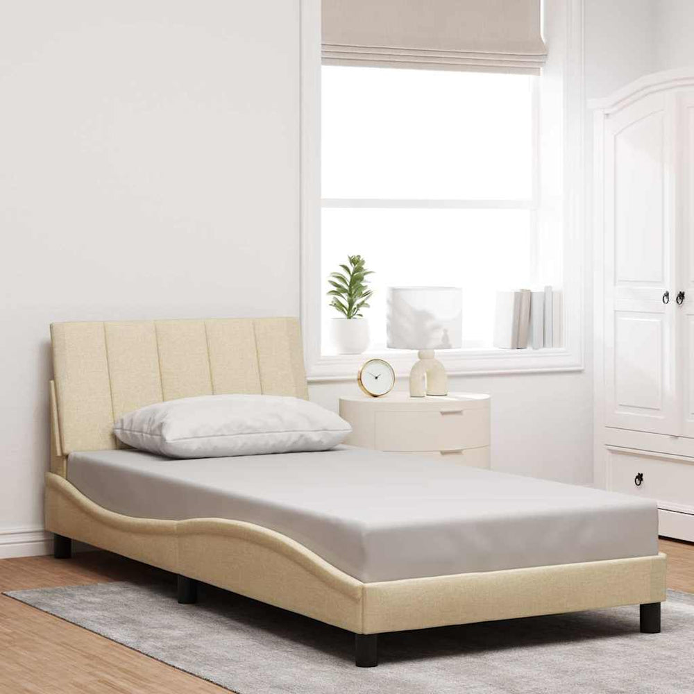 vidaXL "Hanko" Cream Bed Frame without Mattress 100x200 cm Fabric