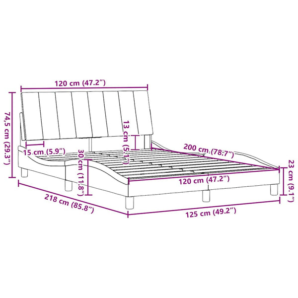 vidaXL Bed Frame without Mattress "Hanko" Black 120x200 cm Fabric