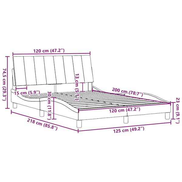 vidaXL Bed Frame without Mattress "Hanko" Dark Brown 120x200 cm Fabric