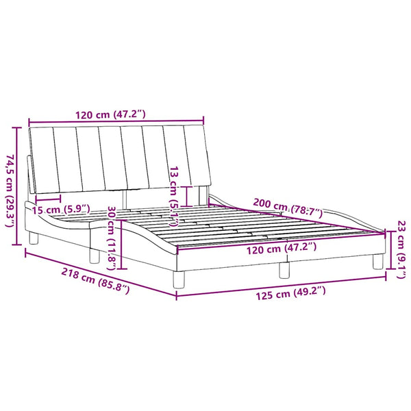 vidaXL Bed Frame without Mattress "Hanko" Taupe 120x200 cm Fabric