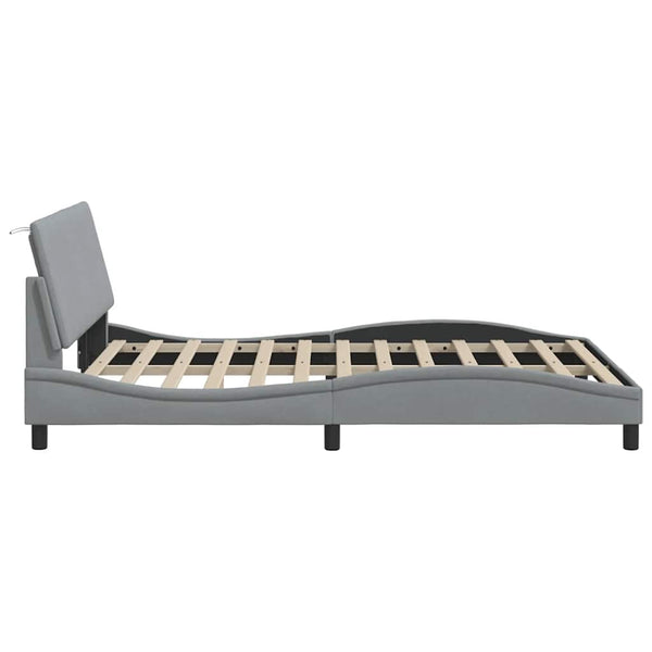 vidaXL "Hanko" Bed Frame without Mattress Light Grey 140x190 cm Fabric