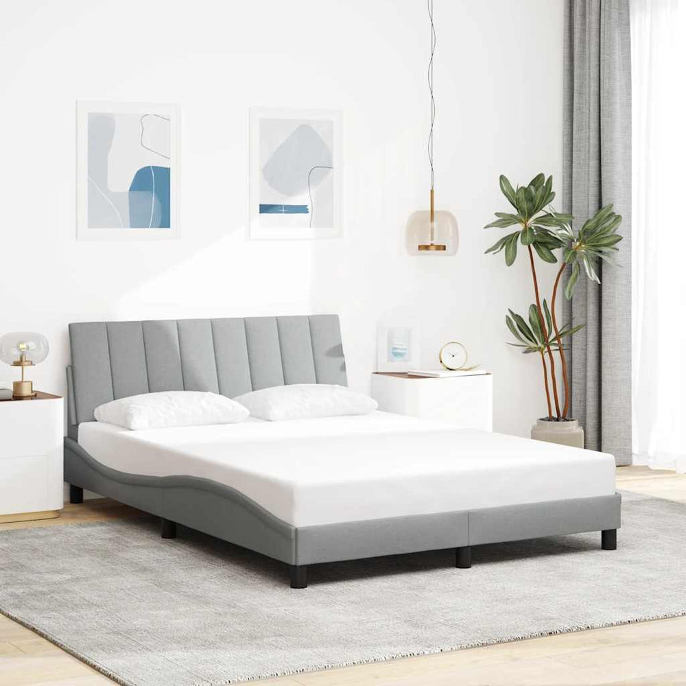 vidaXL "Hanko" Bed Frame without Mattress Light Grey 140x190 cm Fabric