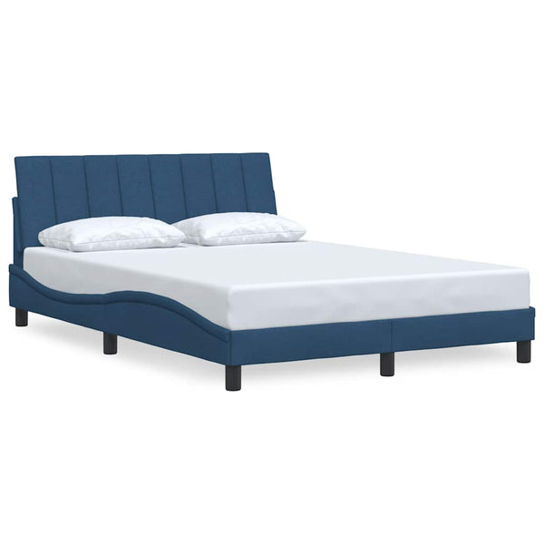 vidaXL Bed Frame without Mattress "Hanko" Blue 140x190 cm Fabric