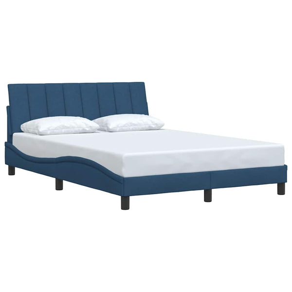 vidaXL Bed Frame without Mattress "Hanko" Blue 140x190 cm Fabric