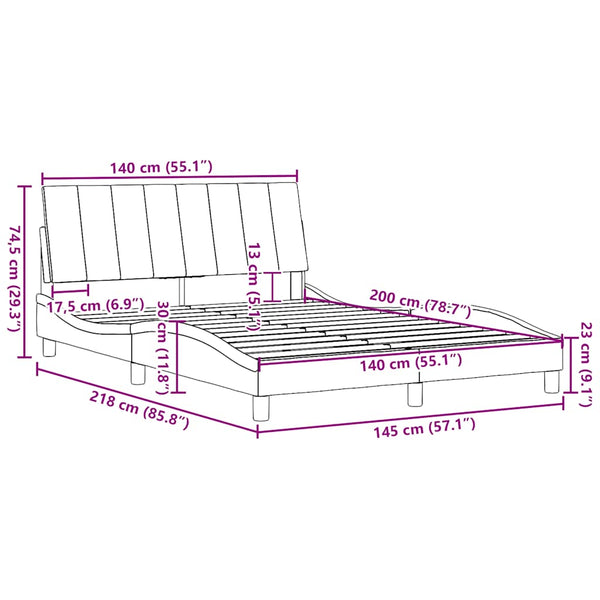 vidaXL Bed Frame without Mattress "Hanko" Light Grey 140x200 cm Fabric