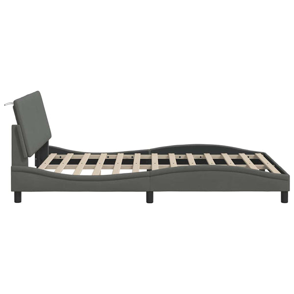 vidaXL Bed Frame without Mattress "Hanko" Dark Grey 140x200 cm Fabric