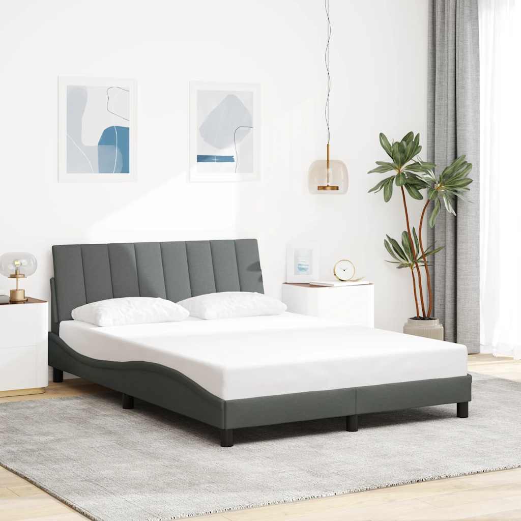 vidaXL Bed Frame without Mattress "Hanko" Dark Grey 140x200 cm Fabric