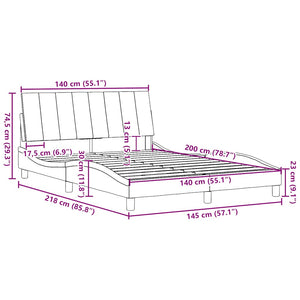 vidaXL "Hanko" Bed Frame without Mattress Taupe 140x200 cm Fabric