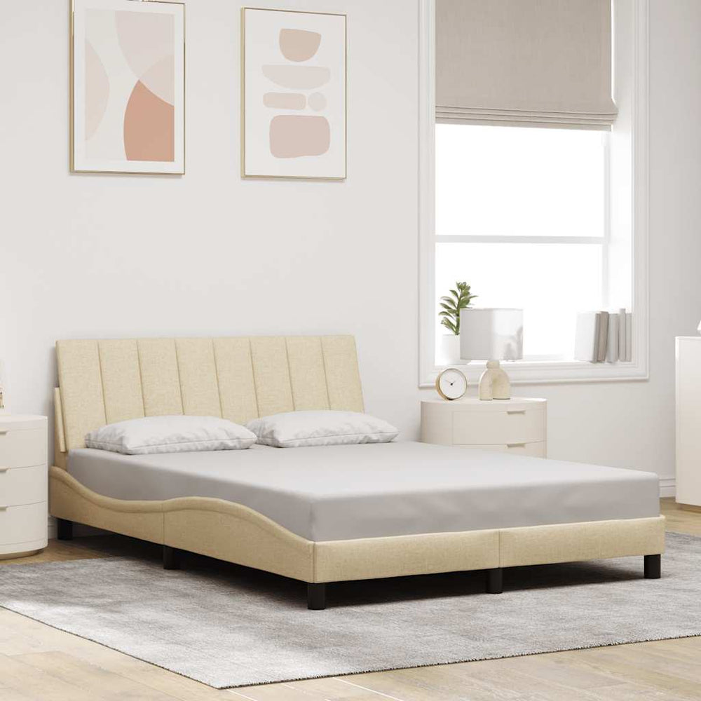 vidaXL "Hanko" Bed Frame without Mattress Cream 140x200 cm Fabric