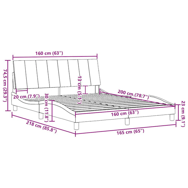 vidaXL Bed Frame without Mattress "Hanko" Light Grey 160x200 cm Fabric