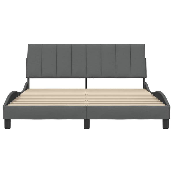 vidaXL Bed Frame without Mattress "Hanko" Dark Grey 160x200 cm Fabric