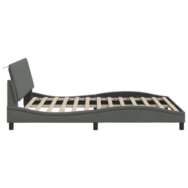 vidaXL Bed Frame without Mattress "Hanko" Dark Grey 160x200 cm Fabric