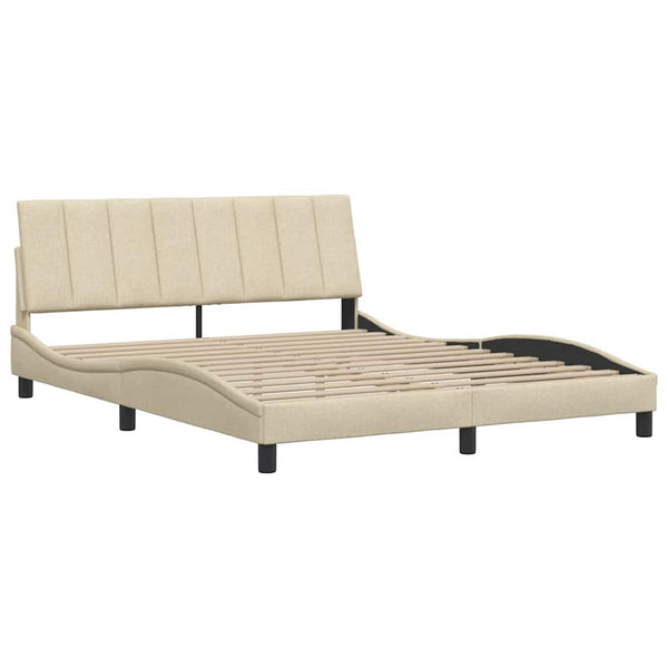 vidaXL Bed Frame without Mattress "Hanko" Cream 160x200 cm Fabric