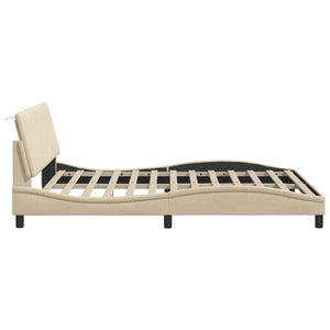 vidaXL Bed Frame without Mattress "Hanko" Cream 160x200 cm Fabric