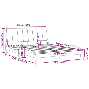 vidaXL Bed Frame without Mattress "Hanko" Blue 160x200 cm Fabric