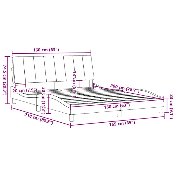vidaXL Bed Frame without Mattress "Hanko" Blue 160x200 cm Fabric