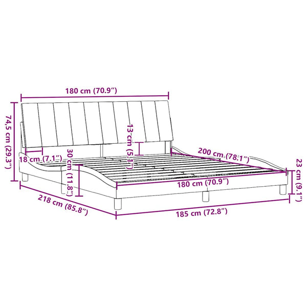 vidaXL Bed Frame without Mattress "Hanko" Light Gray 180x200 cm Fabric