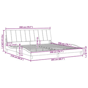 vidaXL "Hanko" Dark Grey 200x200 cm Fabric Bed Frame without Mattress