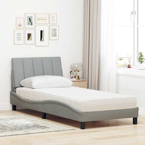 vidaXL Bed with Mattress "Hanko" Light Grey 80x200 cm Fabric