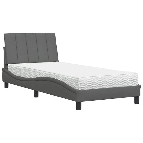 vidaXL Bed with Mattress "Hanko" Dark Gray 80x200 cm Fabric