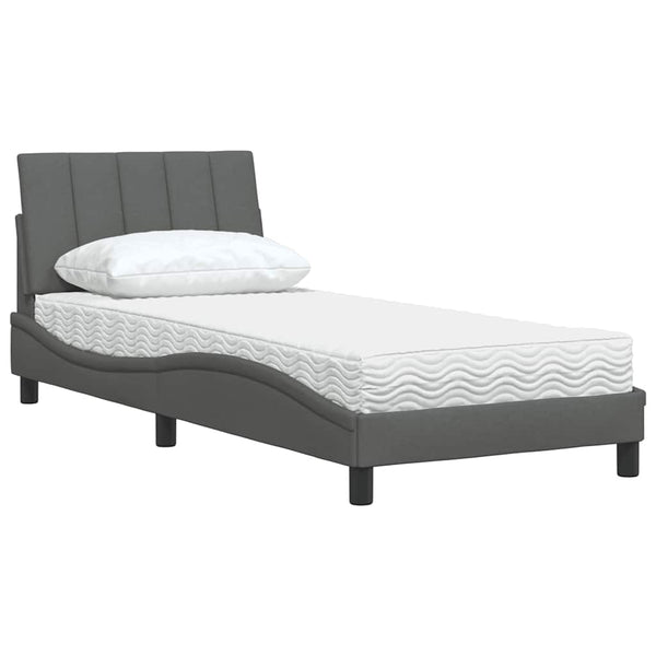 vidaXL Bed with Mattress "Hanko" Dark Gray 80x200 cm Fabric