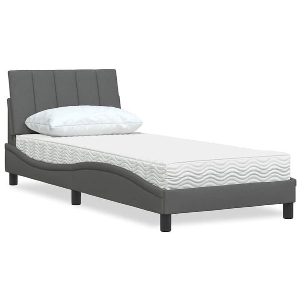 vidaXL Bed with Mattress "Hanko" Dark Gray 80x200 cm Fabric