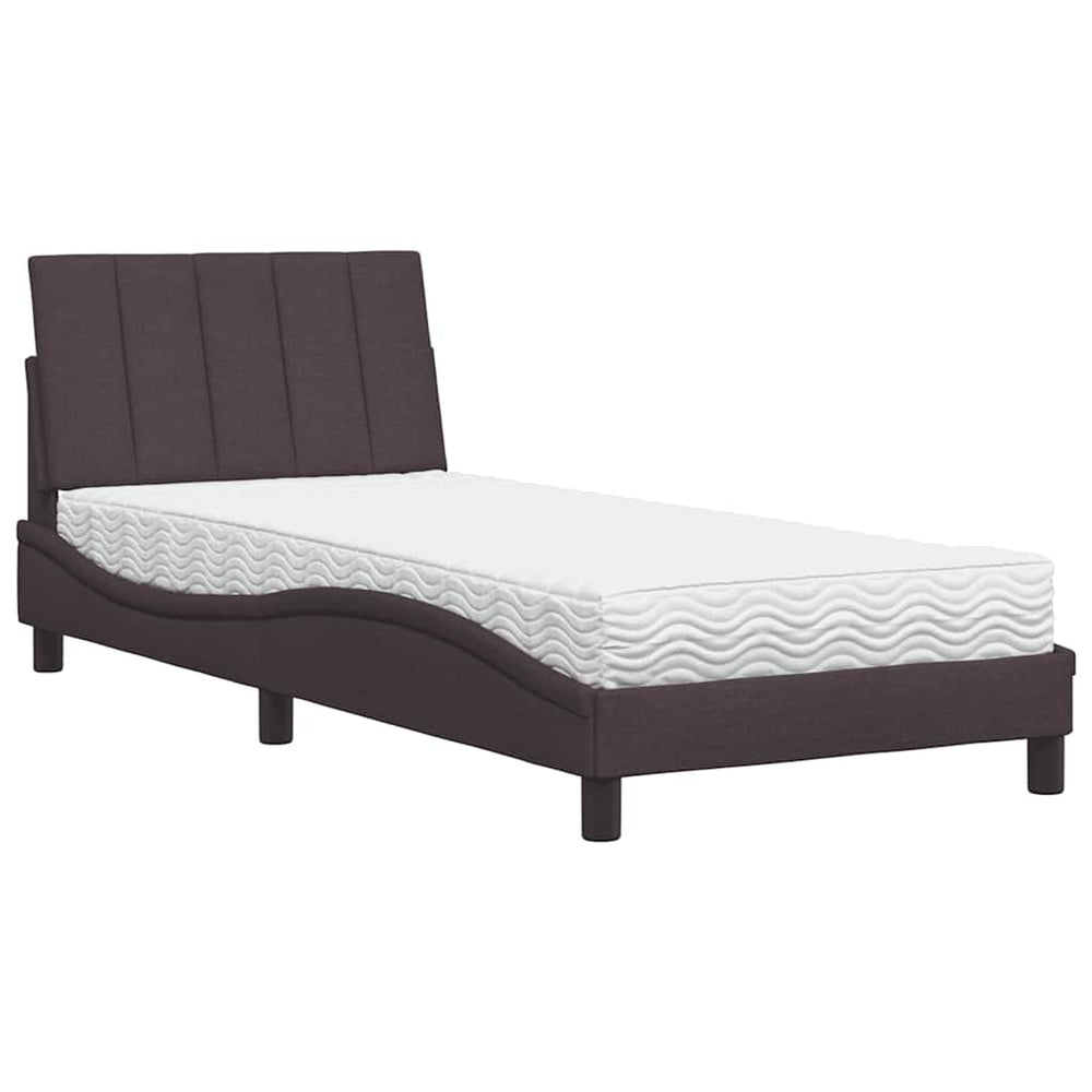 vidaXL "Hanko" Bed with Mattress Dark Brown 80x200 cm Fabric