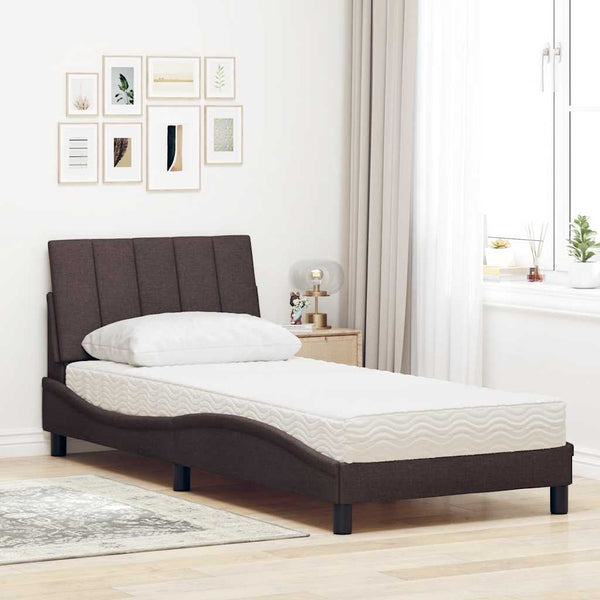 vidaXL "Hanko" Bed with Mattress Dark Brown 80x200 cm Fabric
