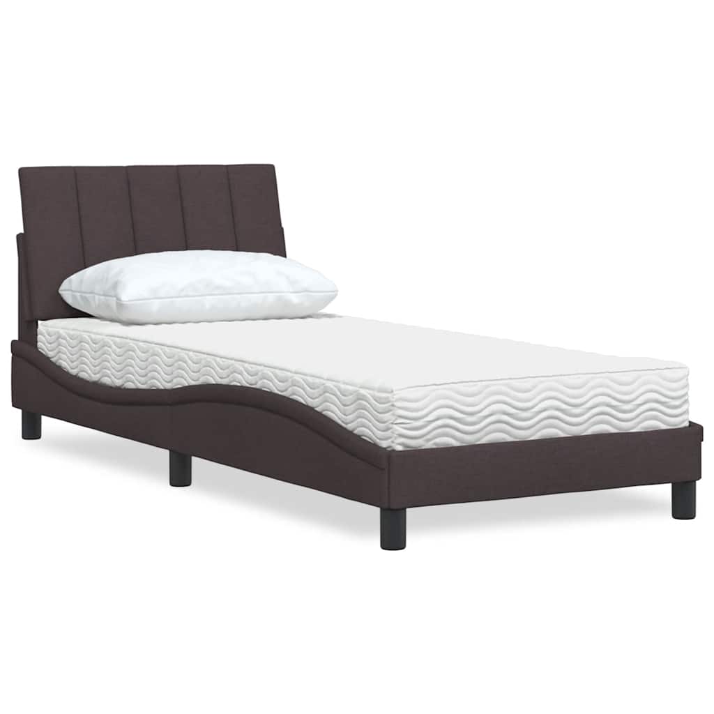 vidaXL "Hanko" Bed with Mattress Dark Brown 80x200 cm Fabric
