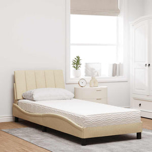 vidaXL Bed with Mattress "Hanko" Cream 80x200 cm Fabric
