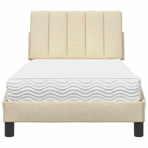 vidaXL Bed with Mattress "Hanko" Cream 80x200 cm Fabric