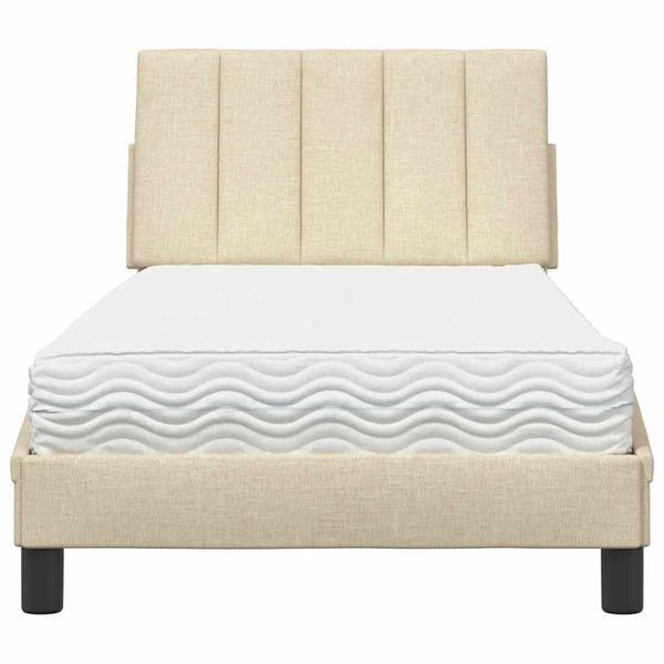 vidaXL Bed with Mattress "Hanko" Cream 80x200 cm Fabric