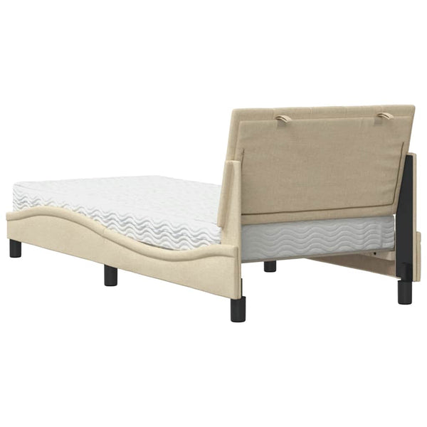 vidaXL Bed with Mattress "Hanko" Cream 80x200 cm Fabric
