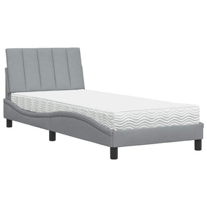 vidaXL "Hanko" Light Grey Fabric Bed with Mattress 90x190 cm