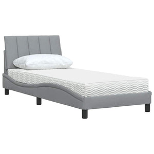 vidaXL "Hanko" Light Grey Fabric Bed with Mattress 90x190 cm