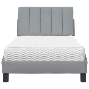 vidaXL "Hanko" Light Grey Fabric Bed with Mattress 90x190 cm